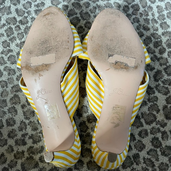 J. Crew knotted, striped, heel sandals; yellow and white stripes. - Picture 2 of 5